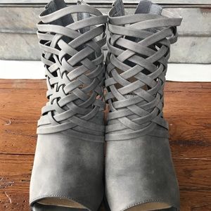 Gray Open Toed Booties